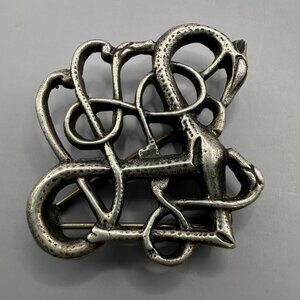 Scandinavian Viking Urnes Gelmir Brooch 830 Silver GP Trollaskogur Serpent Pin